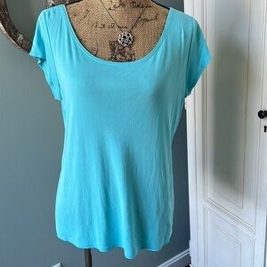 Eileen Fisher Aqua  washable silk t- shirt,L